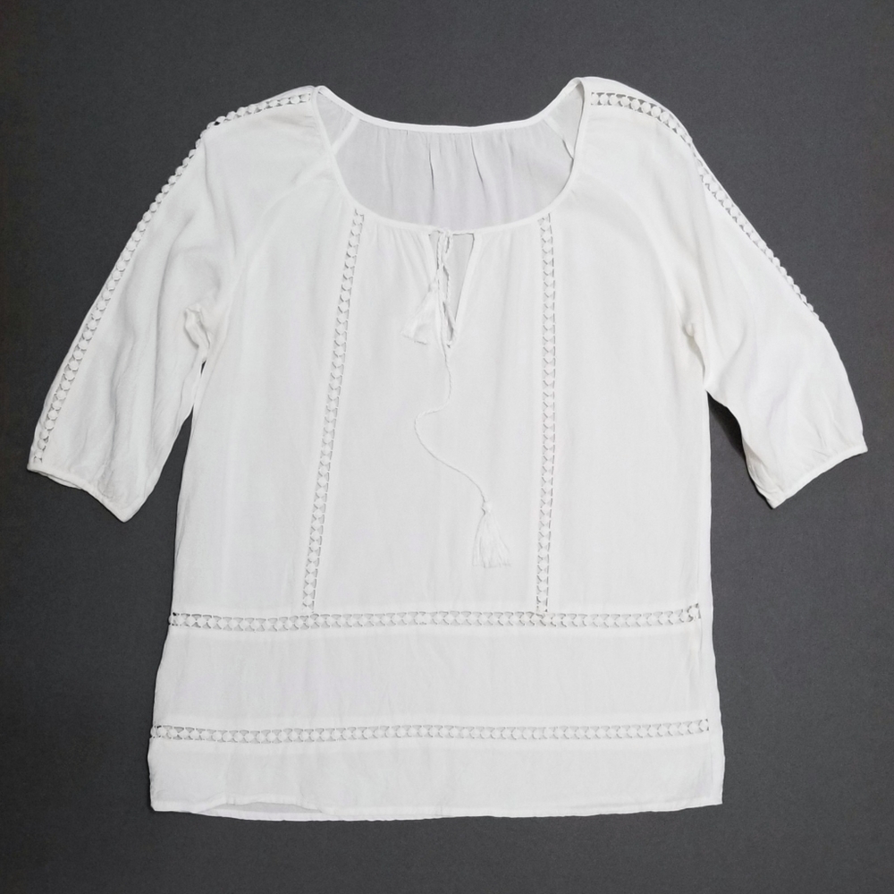 White Viscose peasant top